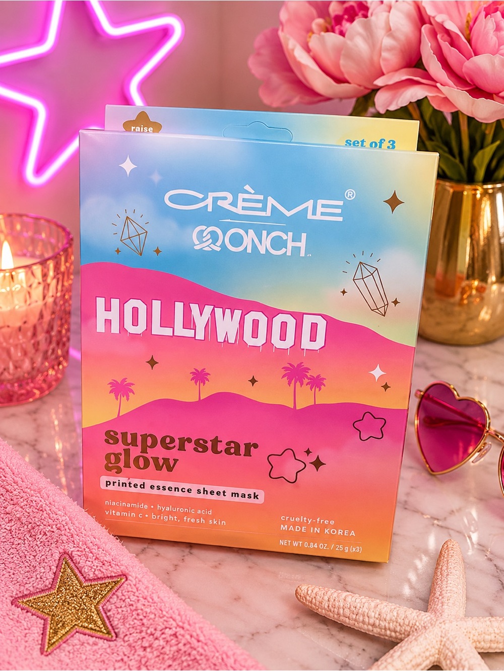 Crème Conch Hollywood Superstar Glow Sheet Masks- box of 3